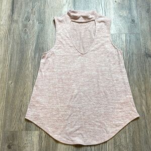 Express Mock Neck Keyhole V Neck Pink Sleeveless Knit Blouse, size small